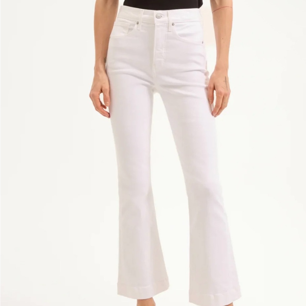 Veronica Beard Carson Ankle Flare High Rise Jean, White, Sz 25